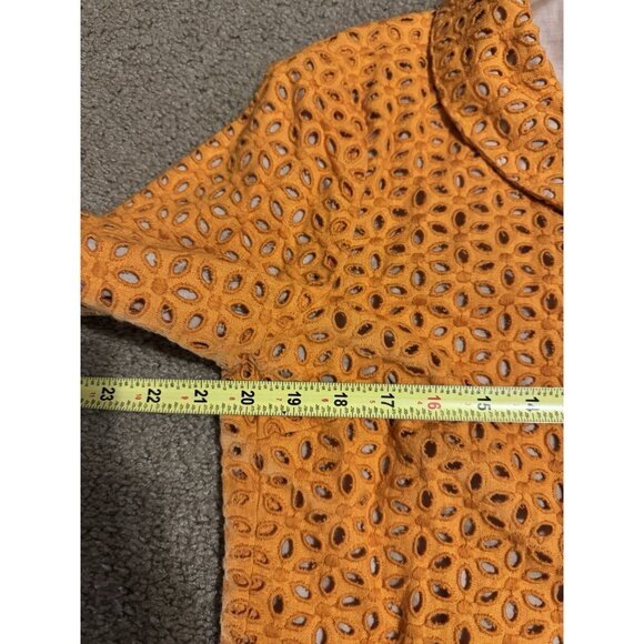 CHICOS Linen Blend Eyelet Blazer Jacket 3/4 Sleeve Sz 2/M Career Professional - Picture 8 of 10